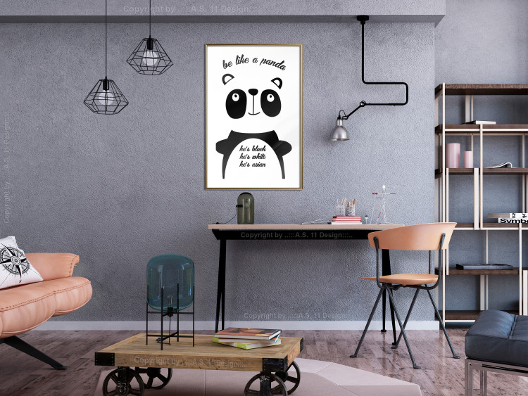 Wall Poster Be Like a Panda - black and white composition with an animal and texts 114800 additionalImage 15