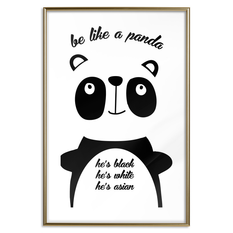 Wall Poster Be Like a Panda - black and white composition with an animal and texts 114800 additionalImage 14