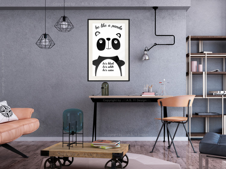 Wall Poster Be Like a Panda - black and white composition with an animal and texts 114800 additionalImage 22