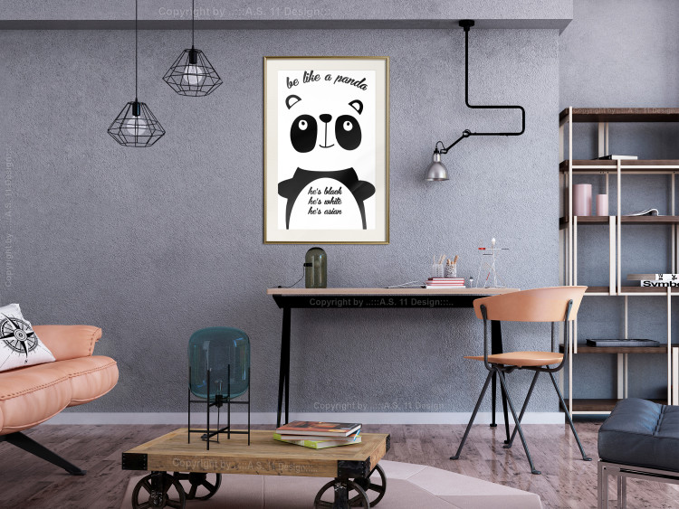 Wall Poster Be Like a Panda - black and white composition with an animal and texts 114800 additionalImage 21
