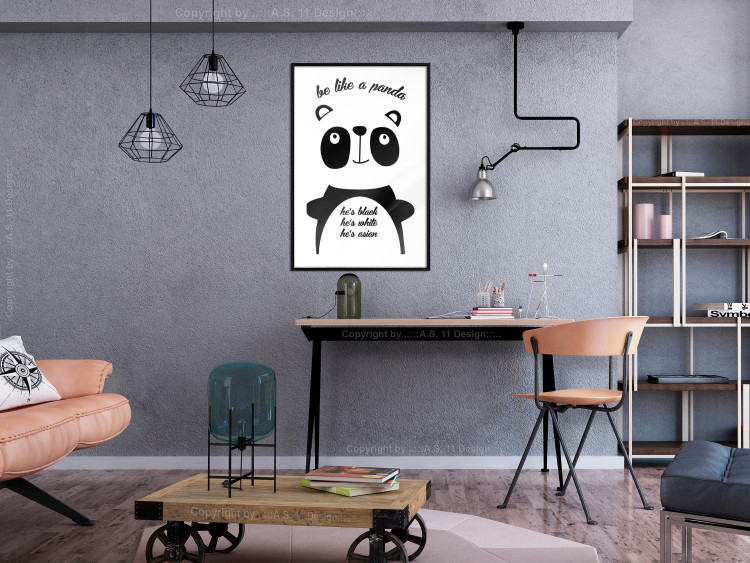 Wall Poster Be Like a Panda - black and white composition with an animal and texts 114800 additionalImage 4