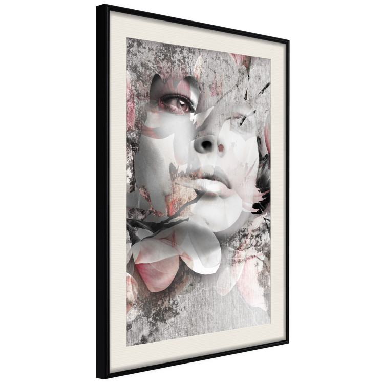Wall Poster Thoughtful Woman - abstraction with a woman's face and pink flowers 115200 additionalImage 3