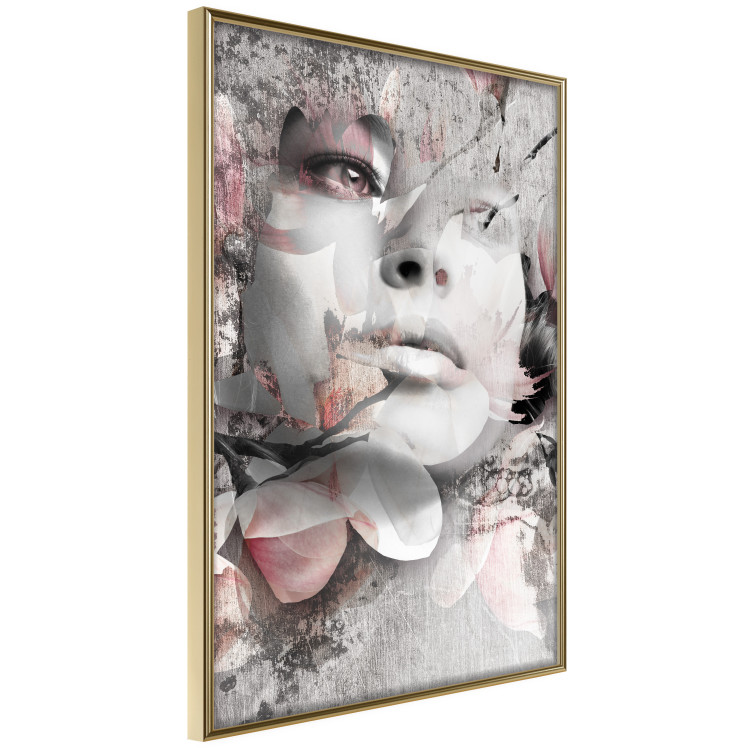 Wall Poster Thoughtful Woman - abstraction with a woman's face and pink flowers 115200 additionalImage 14