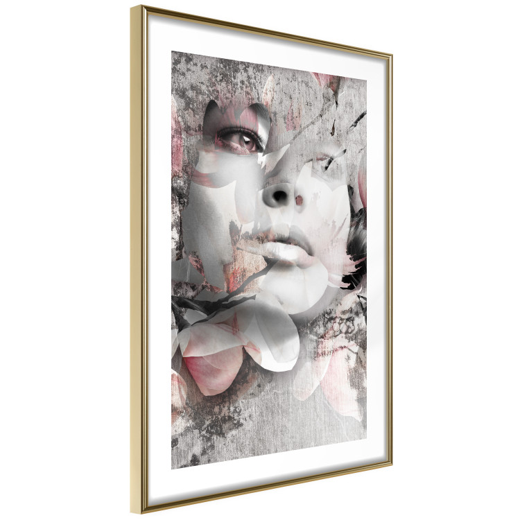 Wall Poster Thoughtful Woman - abstraction with a woman's face and pink flowers 115200 additionalImage 8