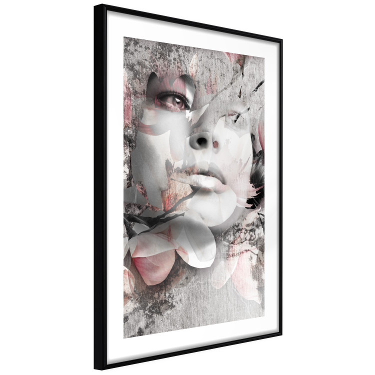 Wall Poster Thoughtful Woman - abstraction with a woman's face and pink flowers 115200 additionalImage 11