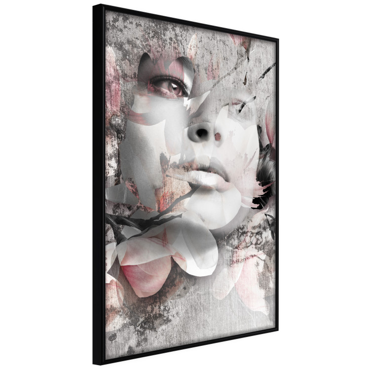Wall Poster Thoughtful Woman - abstraction with a woman's face and pink flowers 115200 additionalImage 10