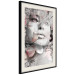 Wall Poster Thoughtful Woman - abstraction with a woman's face and pink flowers 115200 additionalThumb 3