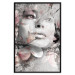 Wall Poster Thoughtful Woman - abstraction with a woman's face and pink flowers 115200 additionalThumb 24