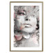 Wall Poster Thoughtful Woman - abstraction with a woman's face and pink flowers 115200 additionalThumb 16