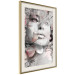 Wall Poster Thoughtful Woman - abstraction with a woman's face and pink flowers 115200 additionalThumb 2