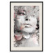Wall Poster Thoughtful Woman - abstraction with a woman's face and pink flowers 115200 additionalThumb 18