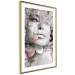 Wall Poster Thoughtful Woman - abstraction with a woman's face and pink flowers 115200 additionalThumb 8