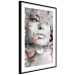 Wall Poster Thoughtful Woman - abstraction with a woman's face and pink flowers 115200 additionalThumb 11