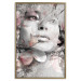 Wall Poster Thoughtful Woman - abstraction with a woman's face and pink flowers 115200 additionalThumb 16