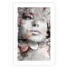 Wall Poster Thoughtful Woman - abstraction with a woman's face and pink flowers 115200 additionalThumb 25