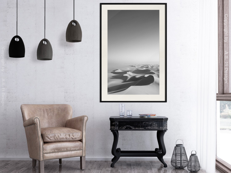 Wall Poster Endless Sahara - black and white landscape amidst dunes and desert sands 116500 additionalImage 22