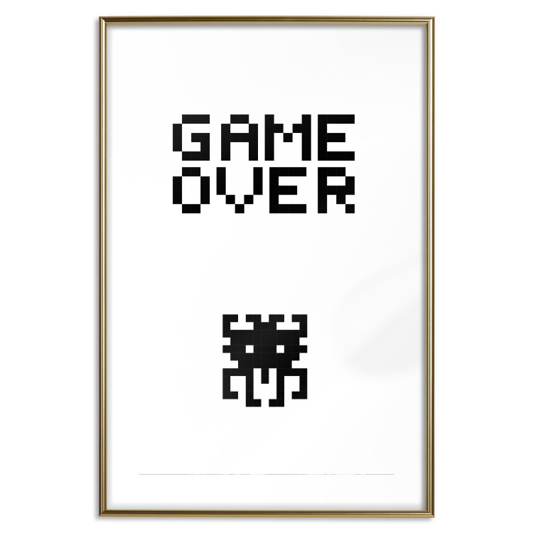 Poster Game Over - black and white composition with pixels and English text 116800 additionalImage 14