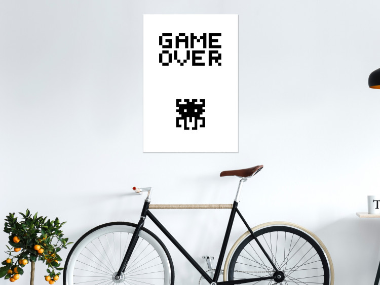 Poster Game Over - black and white composition with pixels and English text 116800 additionalImage 23