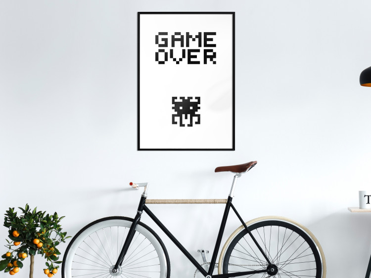 Poster Game Over - black and white composition with pixels and English text 116800 additionalImage 5