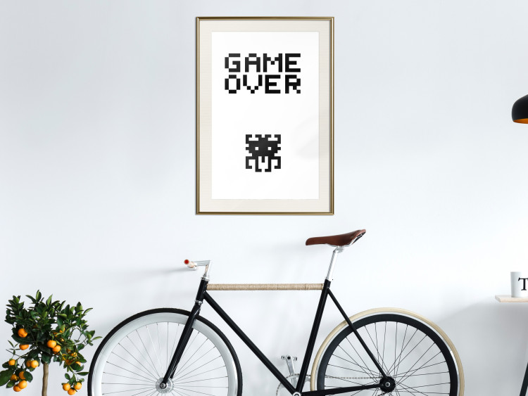 Poster Game Over - black and white composition with pixels and English text 116800 additionalImage 21