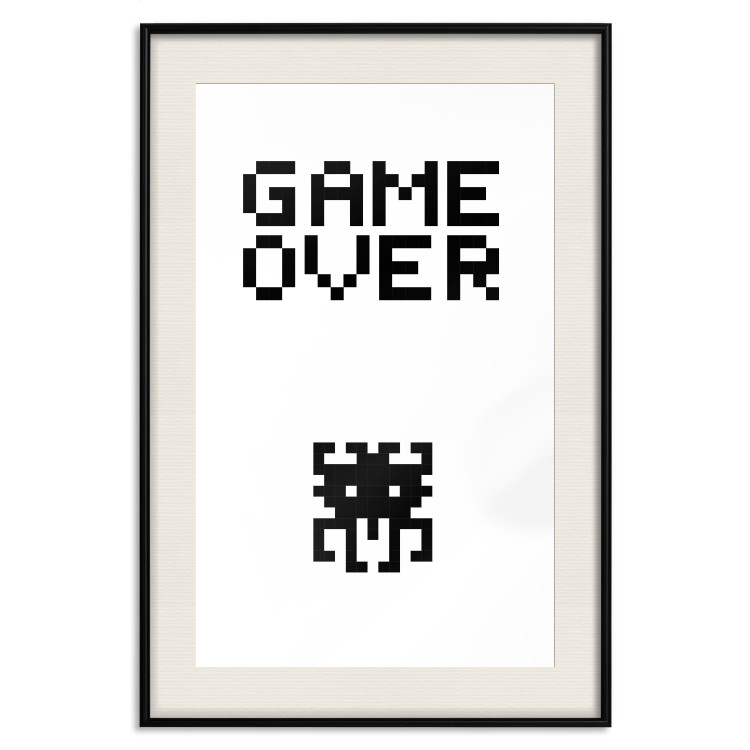 Poster Game Over - black and white composition with pixels and English text 116800 additionalImage 18