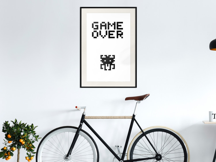 Poster Game Over - black and white composition with pixels and English text 116800 additionalImage 22