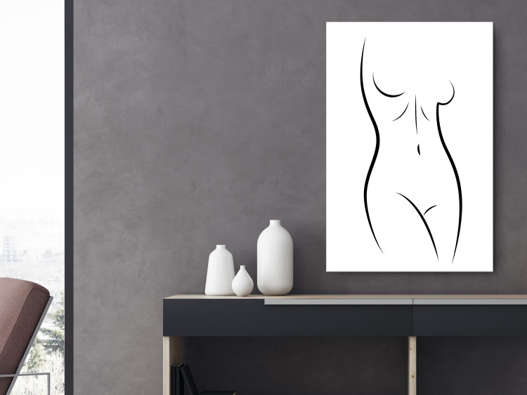 Canvas Print Linear silhouette of a woman - a human figure in a black white color on a minimalist drawing in a Scandinavian style 117200 additionalImage 3