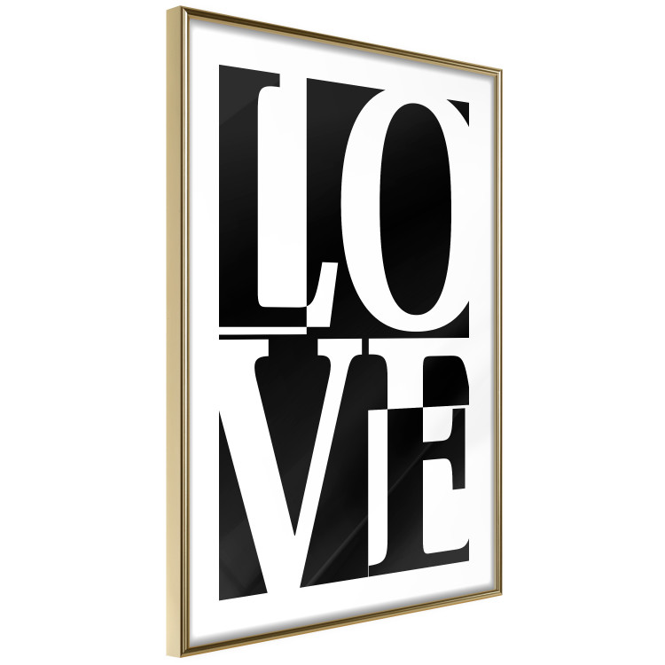 Poster Black and White Love - checkerboard pattern with black and white text 122900 additionalImage 6