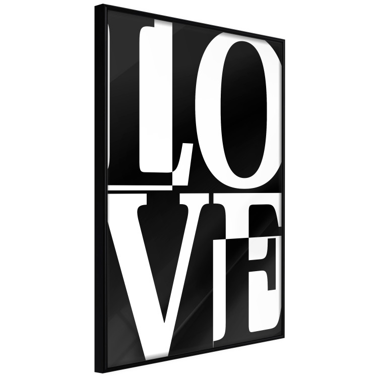 Poster Black and White Love - checkerboard pattern with black and white text 122900 additionalImage 10