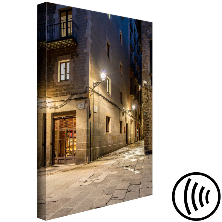 Canvas Narrow streets - a city with narrow stone streets in the night scenery at the light of the lantern 123600 additionalImage 6