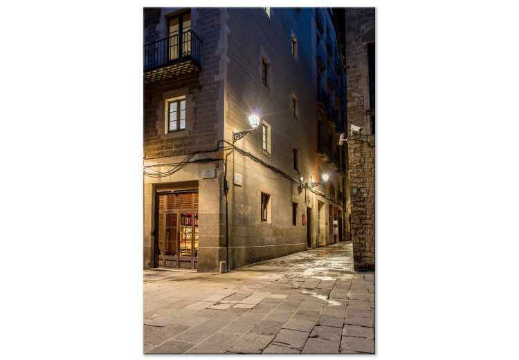 Canvas Narrow streets - a city with narrow stone streets in the night scenery at the light of the lantern 123600