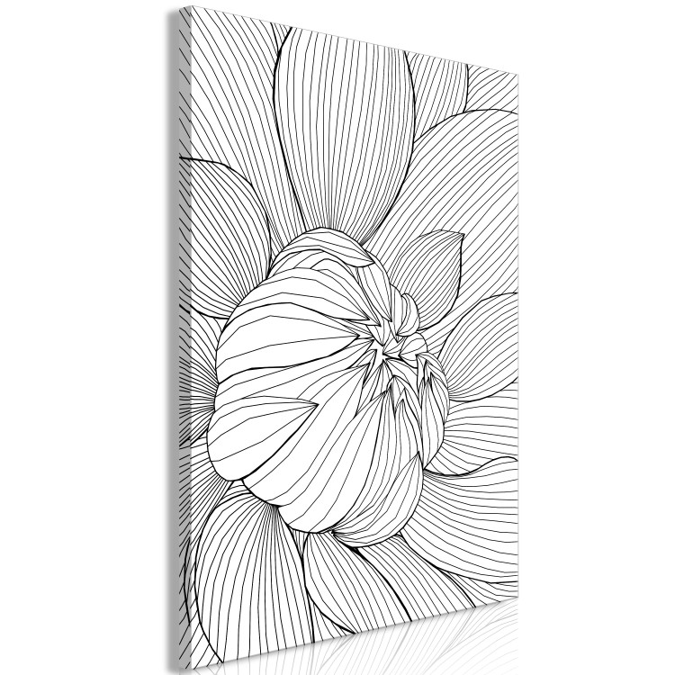 Canvas Print Peony flower bud - black and white plant contours in line art style 128400 additionalImage 2