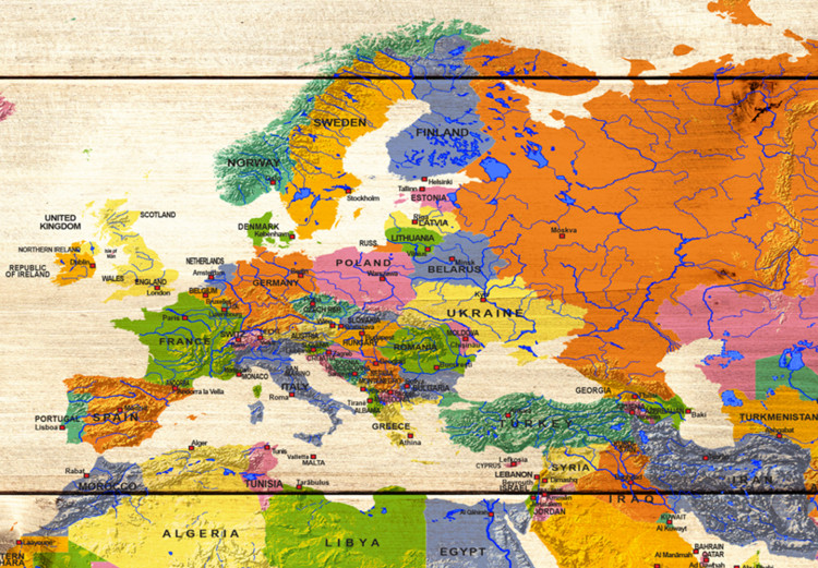 Large canvas print Map on wood: Colourful Travels II [Large Format] 128500 additionalImage 5