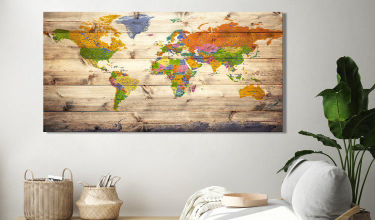 Large canvas print Map on wood: Colourful Travels II [Large Format] 128500 additionalImage 6