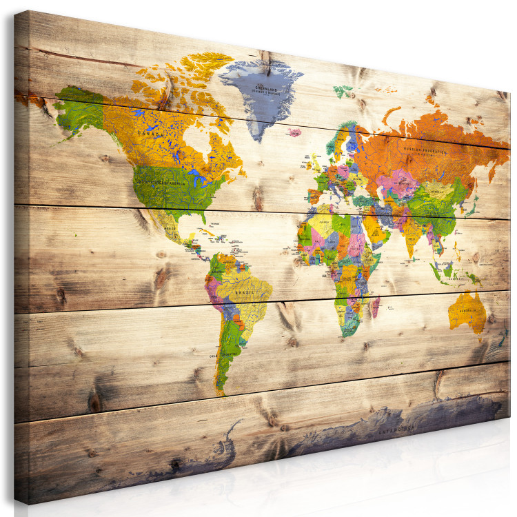 Large canvas print Map on wood: Colourful Travels II [Large Format] 128500 additionalImage 3