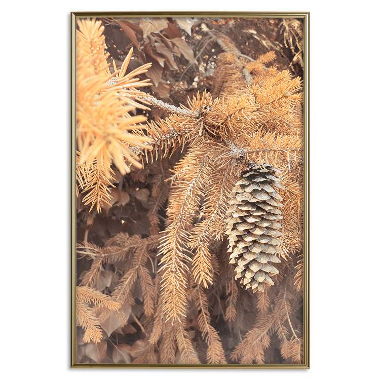 Poster Golden Cone - autumn composition of forest plants in brown hues 131800 additionalImage 17