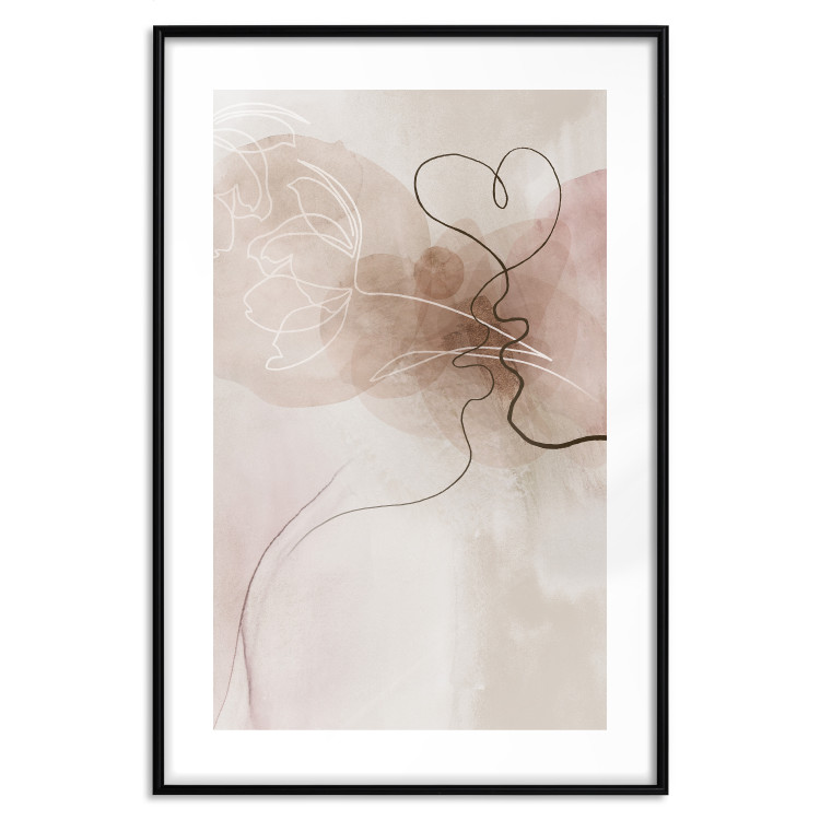 Wall Poster Tangled in Dreams - line art of a couple kissing on an abstract background 132200 additionalImage 15