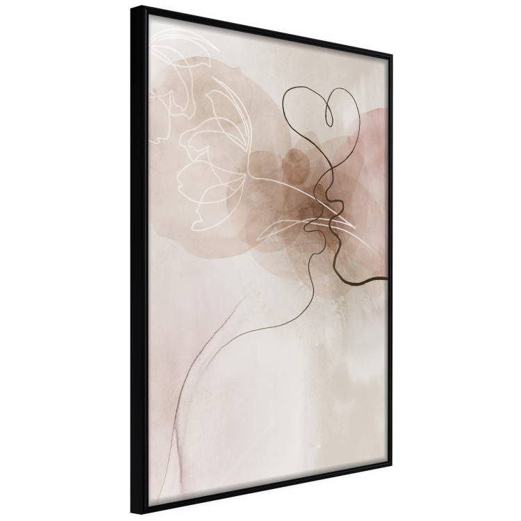 Wall Poster Tangled in Dreams - line art of a couple kissing on an abstract background 132200 additionalImage 11