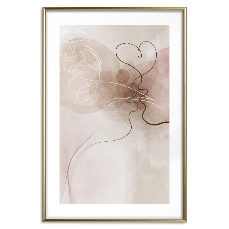 Wall Poster Tangled in Dreams - line art of a couple kissing on an abstract background 132200 additionalImage 14