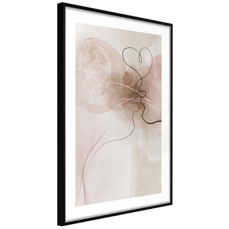 Wall Poster Tangled in Dreams - line art of a couple kissing on an abstract background 132200 additionalImage 6