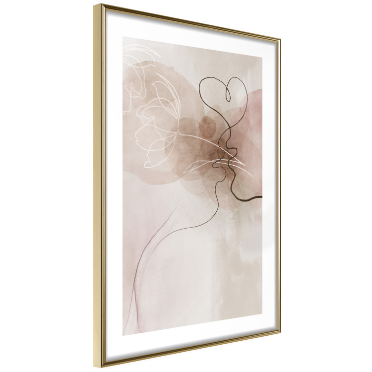 Wall Poster Tangled in Dreams - line art of a couple kissing on an abstract background 132200 additionalImage 7