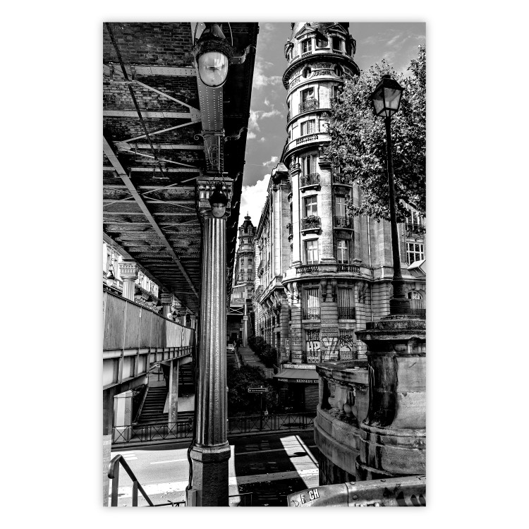 Wall Poster View of Bir-Hakeim - black and white city architecture with columns 132300