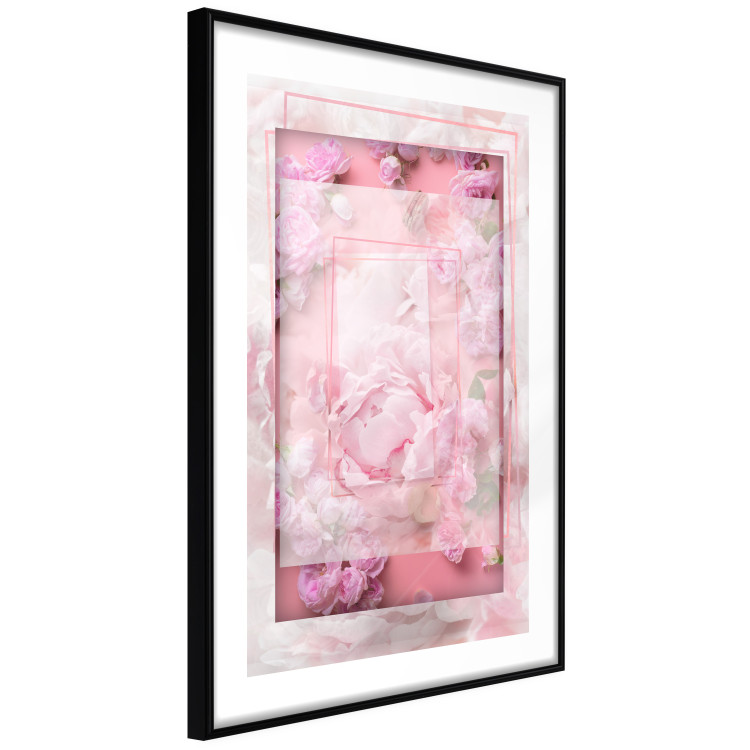 Poster First Love - pink composition of pink flowers with a natural frame 134500 additionalImage 12