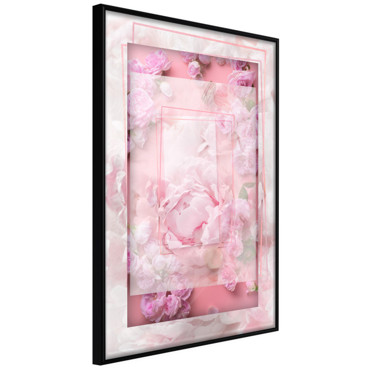 Poster First Love - pink composition of pink flowers with a natural frame 134500 additionalImage 2