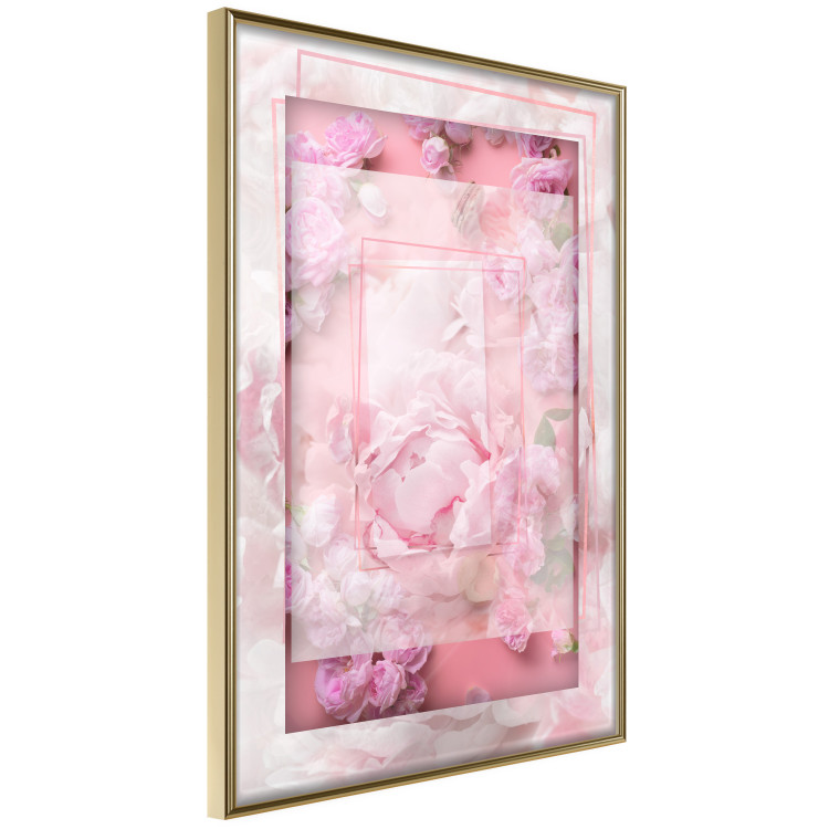 Poster First Love - pink composition of pink flowers with a natural frame 134500 additionalImage 3
