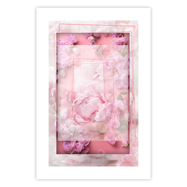 Poster First Love - pink composition of pink flowers with a natural frame 134500 additionalImage 19