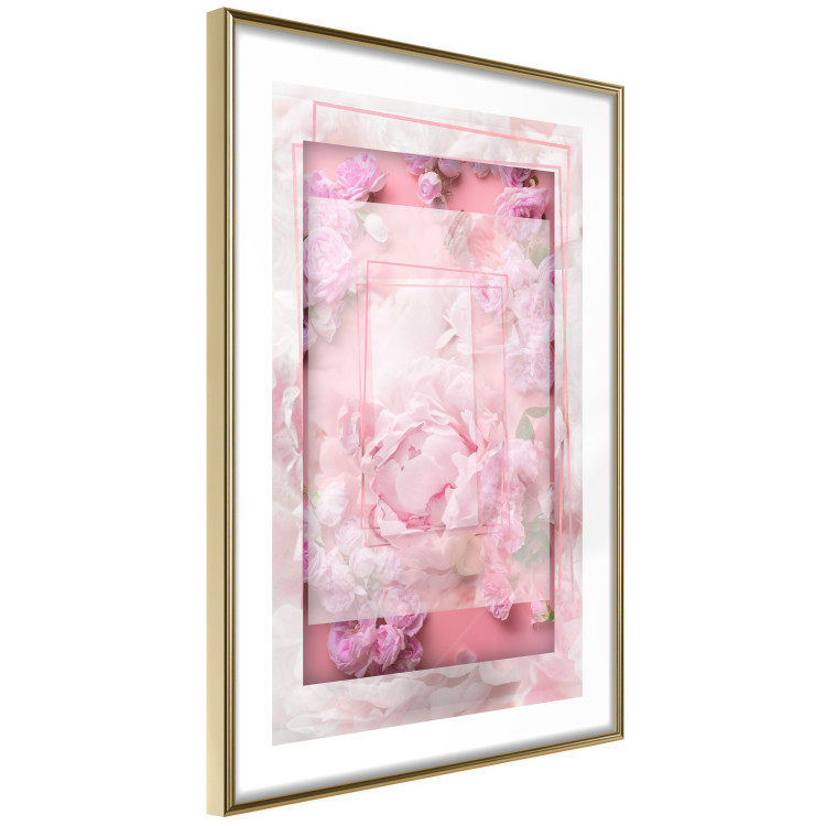 Poster First Love - pink composition of pink flowers with a natural frame 134500 additionalImage 11