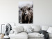 Canvas Highland Cow in Sepia - wild animal with long hair on a light background 134700 additionalThumb 3