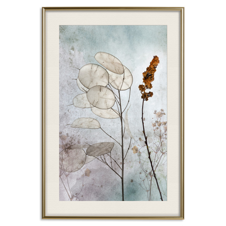 Poster Misty Lunaria - romantic meadow composition with flowers on a light background 135100 additionalImage 20