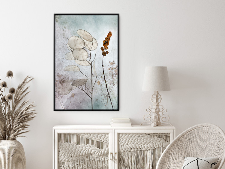 Poster Misty Lunaria - romantic meadow composition with flowers on a light background 135100 additionalImage 13